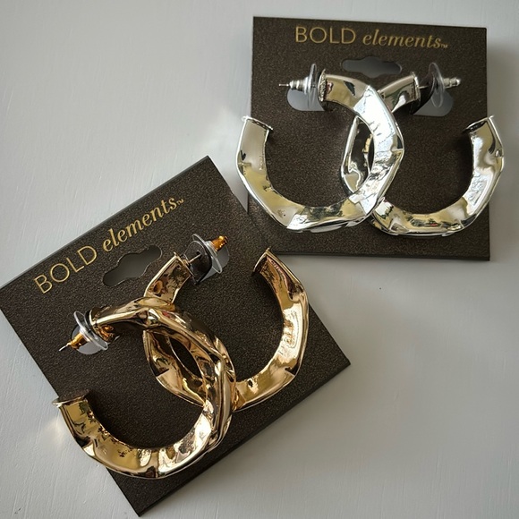 BOLD elements Jewelry - 🟠⚪️ BOLD elements 2 open hoop earrings in silver and gold tone NWT !!! ⚪️🟠